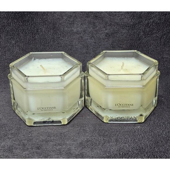 L'Occitane En Provence Scented Candle 3.5 oz Glass Jar Set of 2 - Picture 1 of 16